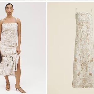 $350 NWT J. Crew Collection cutwork maxi dress in linen Large 12 14